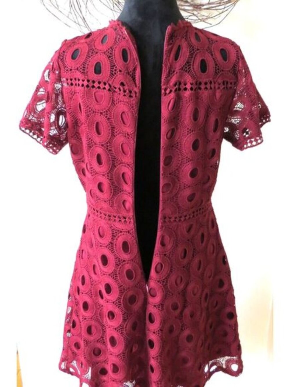 NWT IJOAH Women's Crochet Dress Merlot Knee length Large - Picture 4 of 8